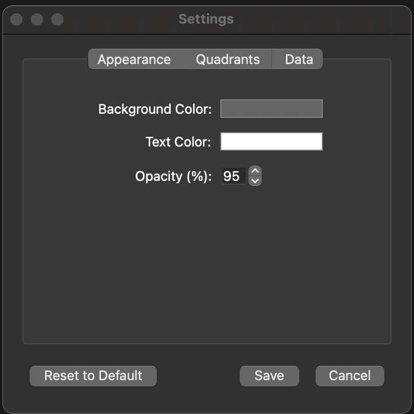 Eisenhower Matrix app settings interface.